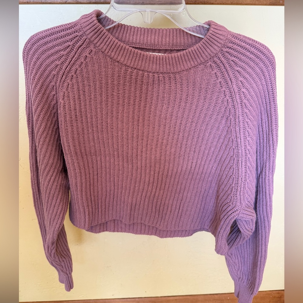 Aeropostale Mauve Crew Neck Cropped Sweater